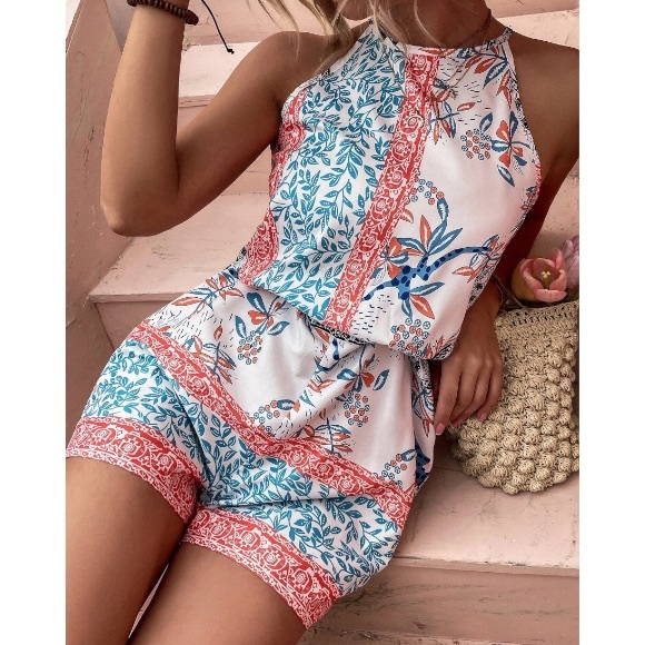 Boho Botanical Halter Romper - Picture 5 of 6